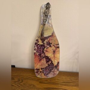 Grapevine Glass Cheese Board with Spreader NWT